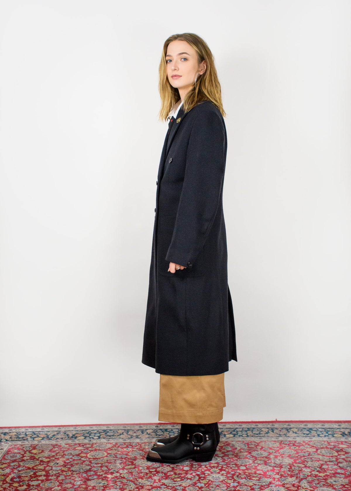 Double-breasted wool coat