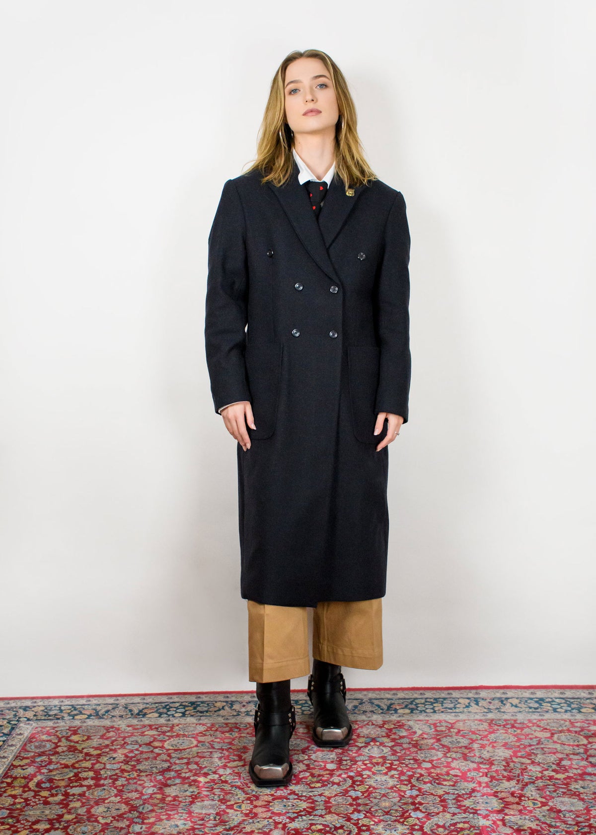 Double-breasted wool coat